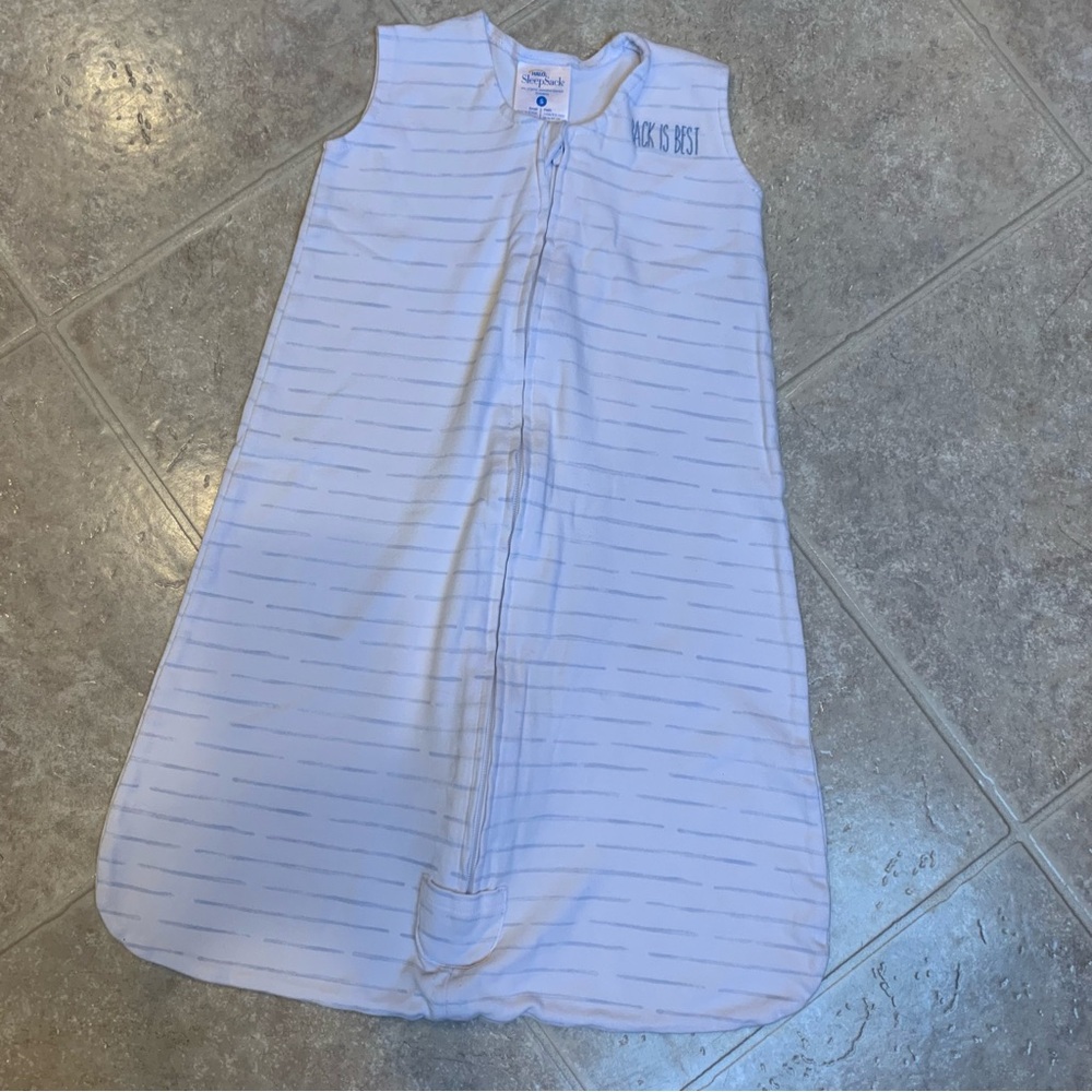 Halo Sleep Sack 100% Cotton, Small, White w Light Blue Stripes - New w/o Tags!
